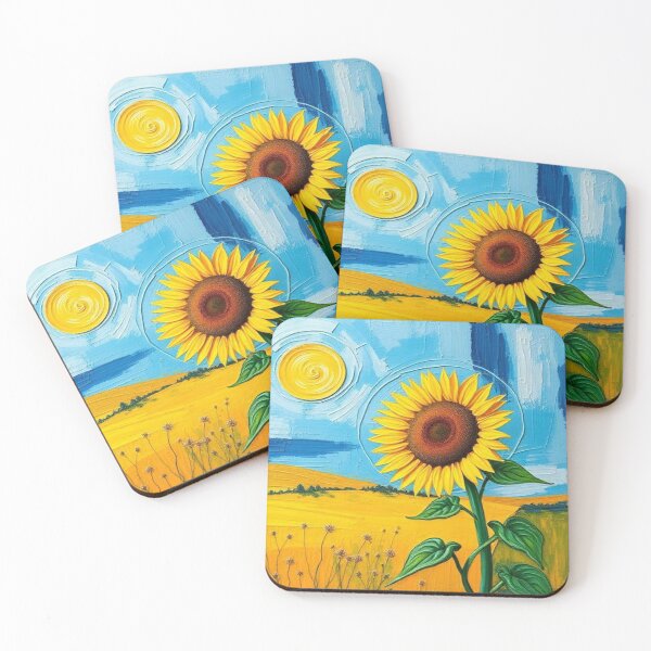 Item preview, Sunflower Minimalist Lanscape Painting  designed and sold by AllAroundArtist.
