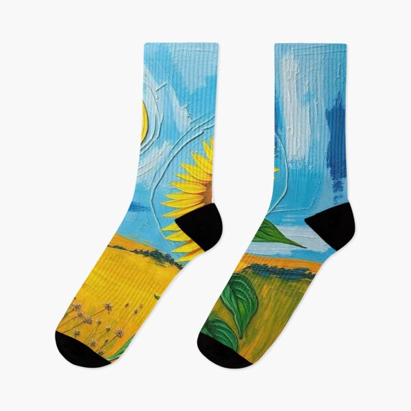 Item preview, Sunflower Minimalist Lanscape Painting  designed and sold by AllAroundArtist.