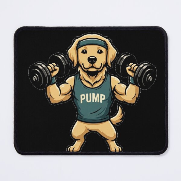 Item preview, Gym Dog Golden Retriever Bodybuilder Lifting Dumbbells Funny Fitness designed and sold by Wild Horizon Studio.