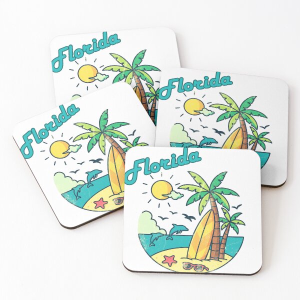 Item preview, Florida Retro Beach Sticker — Vintage Surf Palm Tree Dolphin Design designed and sold by DonnaRaine.