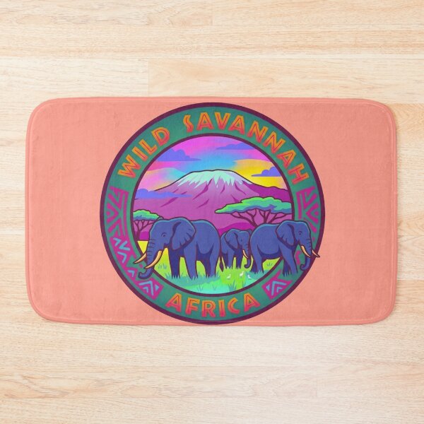 Item preview, Retro Psychedelic Wild Savannah Africa Elephant Emblem designed and sold by BLUESKY11a.