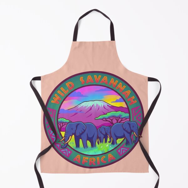Item preview, Retro Psychedelic Wild Savannah Africa Elephant Emblem designed and sold by BLUESKY11a.