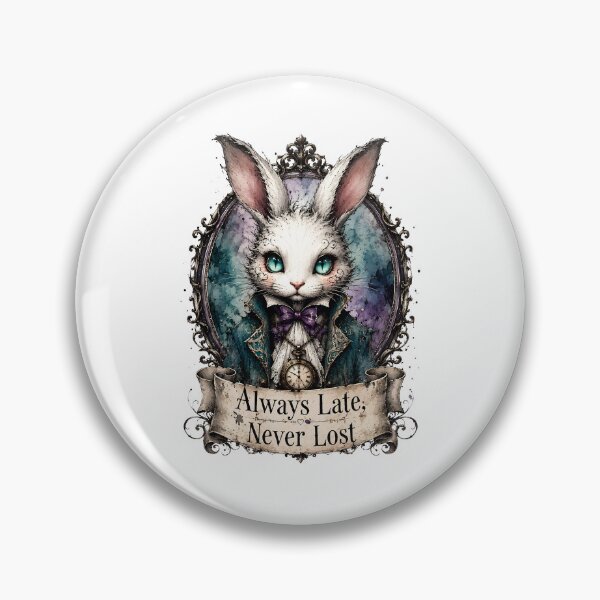 Item preview, Always Late Never Lost White Rabbit Sticker | Whimsical Gothic Wonderland Art designed and sold by Rose Collection Shop.