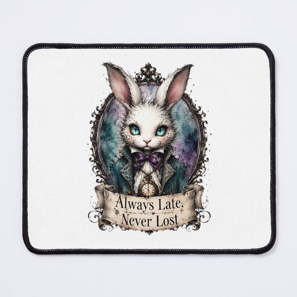 Item preview, Always Late Never Lost White Rabbit Sticker | Whimsical Gothic Wonderland Art designed and sold by Rose Collection Shop.