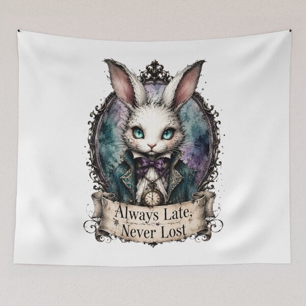 Item preview, Always Late Never Lost White Rabbit Sticker | Whimsical Gothic Wonderland Art designed and sold by Rose Collection Shop.
