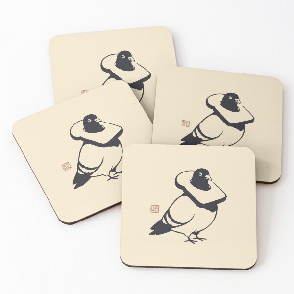 Item preview, Minimalist Japanese Ukiyo-e Bread Pigeon Art designed and sold by DuckOddity.