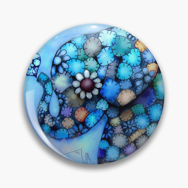 Item preview, Whimsical Blue Floral Patchwork Elephant designed and sold by Karin Taylor.