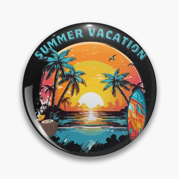 Item preview, Summer Vacation Tropical Beach Sunset Surfboard Palm Trees Retro designed and sold by GoGreenlove.