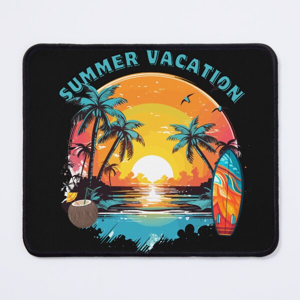 Item preview, Summer Vacation Tropical Beach Sunset Surfboard Palm Trees Retro designed and sold by GoGreenlove.