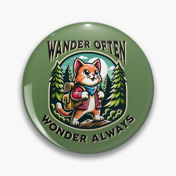 Item preview, Wander Often Wonder Always – Adventurous Hiking Cat Forest Design designed and sold by Sachie's Studio.