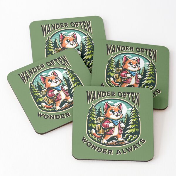 Item preview, Wander Often Wonder Always – Adventurous Hiking Cat Forest Design designed and sold by Sachie's Studio.