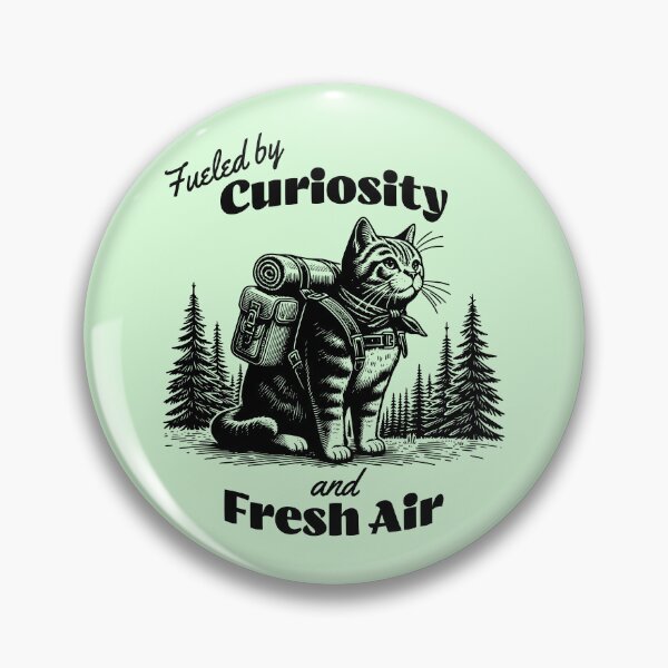 Item preview, Fueled by Curiosity & Fresh Air – Adventurous Hiking Cat Design designed and sold by Sachie's Studio.