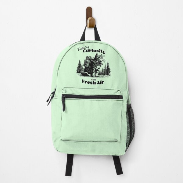 Item preview, Fueled by Curiosity & Fresh Air – Adventurous Hiking Cat Design designed and sold by Sachie's Studio.