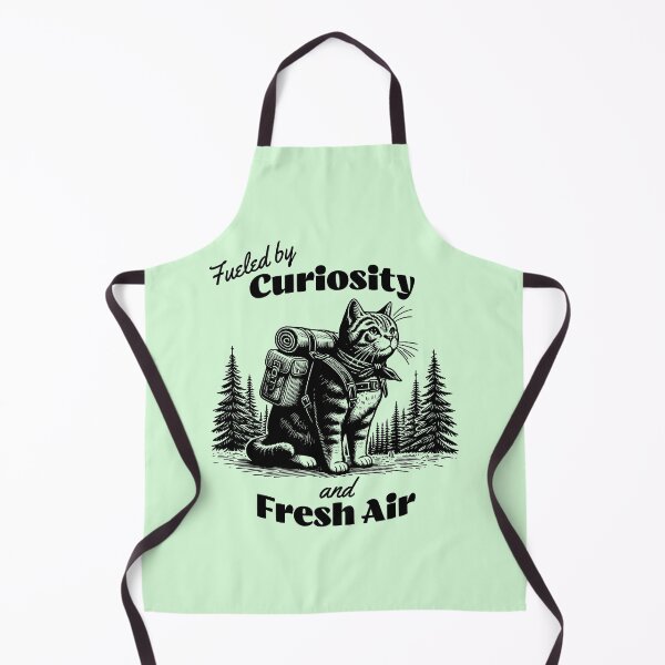 Item preview, Fueled by Curiosity & Fresh Air – Adventurous Hiking Cat Design designed and sold by Sachie's Studio.