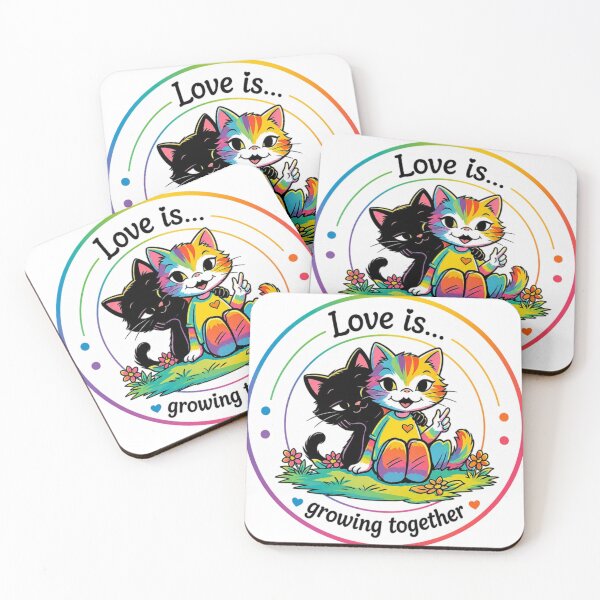 Item preview, Love Is Growing Together - Cute Rainbow Cats Illustration designed and sold by mimiartes.