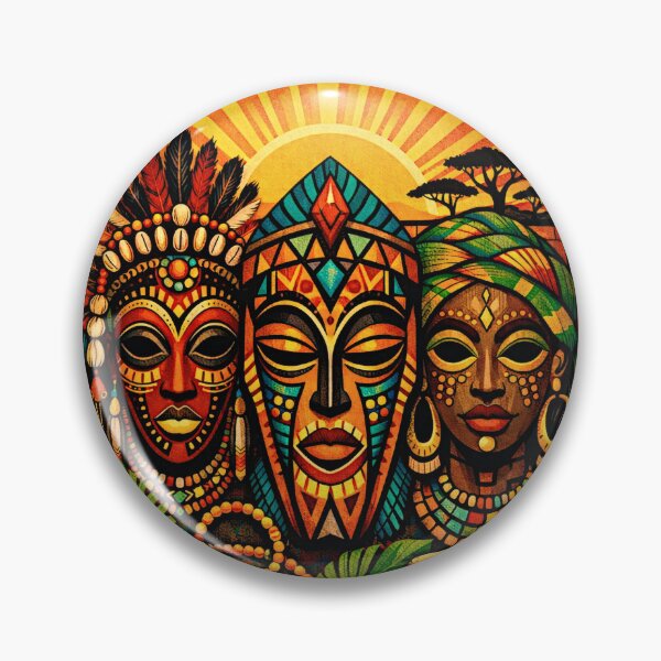 Item preview, Afrobohemian Tribal Masks – Vibrant Cultural Poster designed and sold by FilBlue.