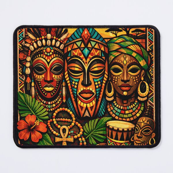 Item preview, Afrobohemian Tribal Masks – Vibrant Cultural Poster designed and sold by FilBlue.