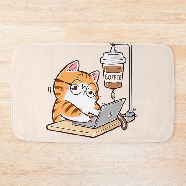 Item preview, Cute Cat Working Coffee Sticker Set | Kawaii Cat Lover Gift designed and sold by kawaiiiiiie.