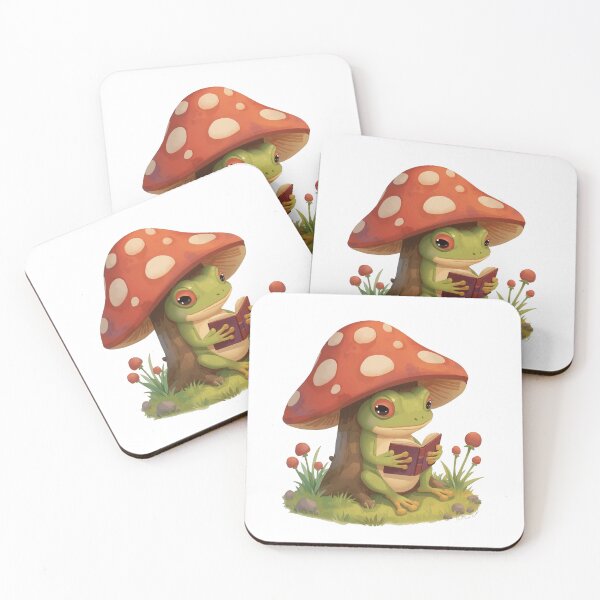 Item preview, Cute Tree Frog Reading Book Under Mushroom designed and sold by TheAkyolStudio.