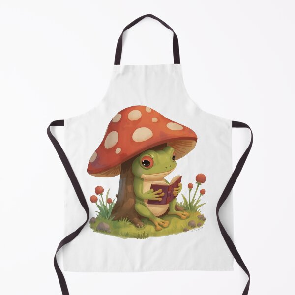 Item preview, Cute Tree Frog Reading Book Under Mushroom designed and sold by TheAkyolStudio.