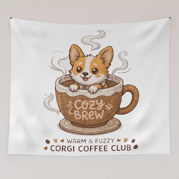 Item preview, Cute Corgi Cozy Brew Coffee Club Shirt, Corgi in Coffee Cup Tee, Warm Fuzzy Corgi Gift for Coffee and Dog Lovers designed and sold by Wearable Canvas...