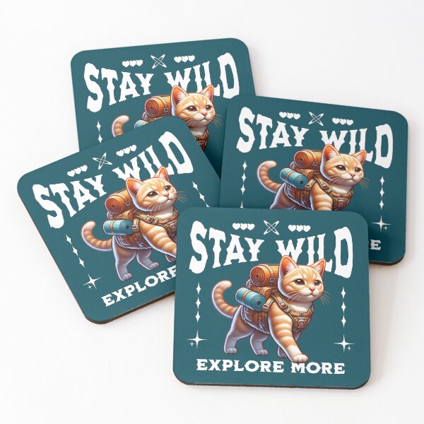 Item preview, Stay Wild, Explore More – Adventurous Hiking Cat Backpack Design designed and sold by Sachie's Studio.