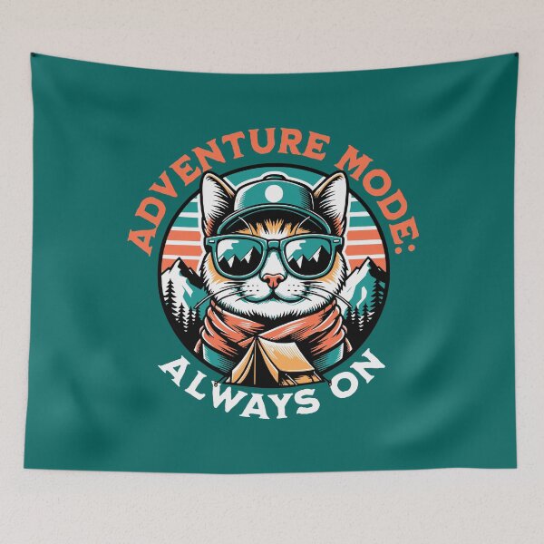 Item preview, Adventure Mode: Always On – Cool Hiking Cat Outdoor Design designed and sold by Sachie's Studio.