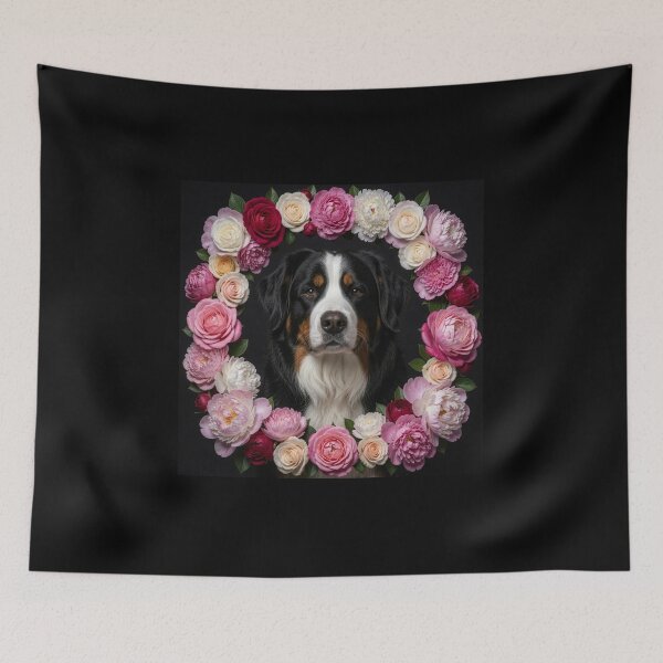 Item preview, Bernese Mountain Dog | Floral Frame designed and sold by JanjjaSoulInk.