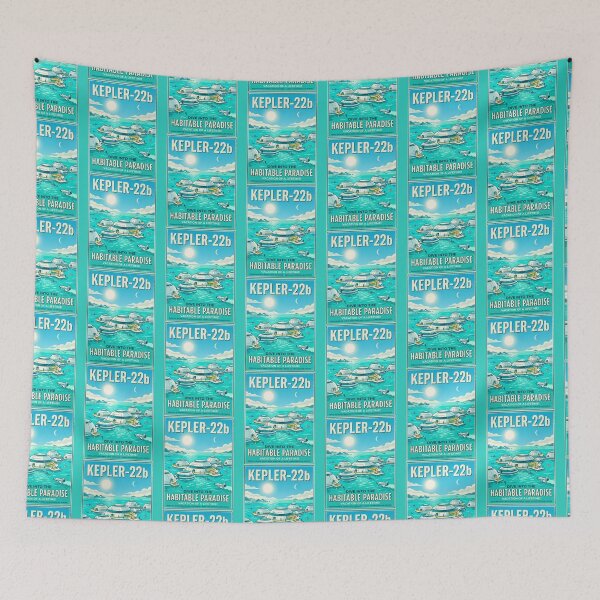 Item preview, Kepler-22b Ocean Planet Retro NASA Travel Poster designed and sold by RetroRewind Studio.