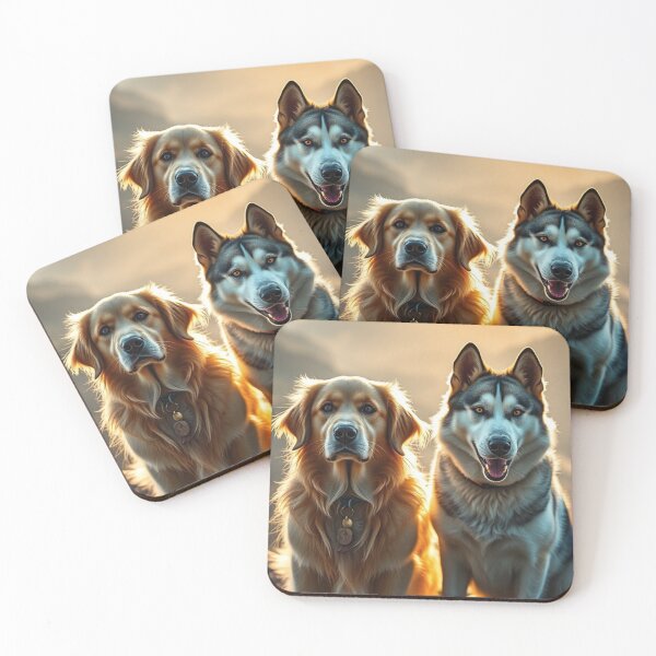 Item preview, Golden Hour Loyal Dog Companions Portrait designed and sold by IntelliMindDesigns.