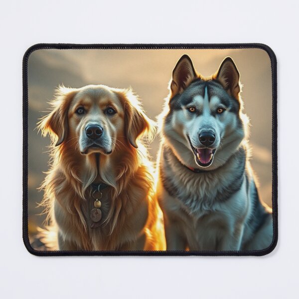 Item preview, Golden Hour Loyal Dog Companions Portrait designed and sold by IntelliMindDesigns.