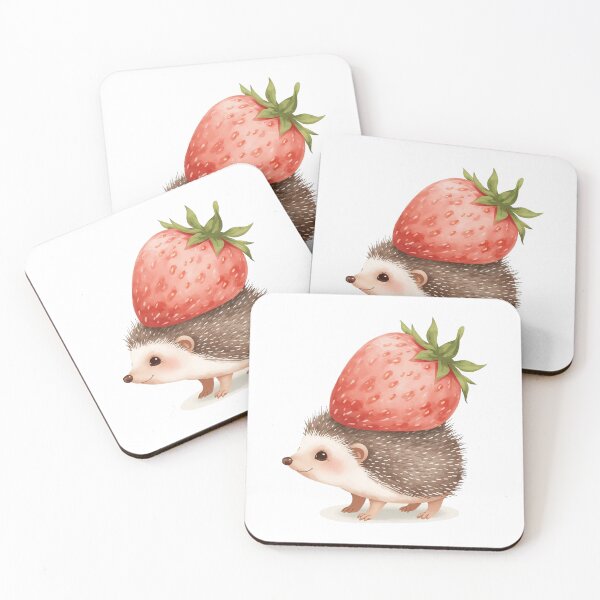 Item preview, Cute Baby Hedgehog Carrying Strawberry Watercolor designed and sold by TheAkyolStudio.
