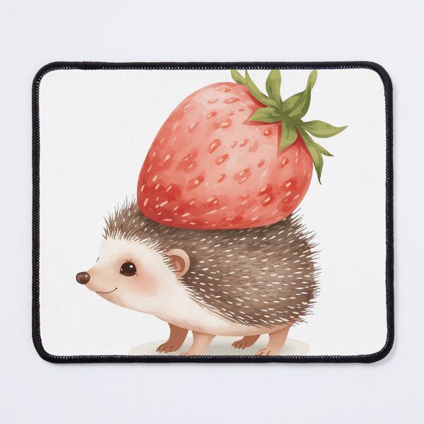 Item preview, Cute Baby Hedgehog Carrying Strawberry Watercolor designed and sold by TheAkyolStudio.