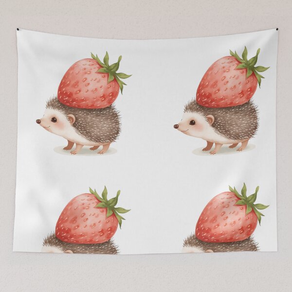 Item preview, Cute Baby Hedgehog Carrying Strawberry Watercolor designed and sold by TheAkyolStudio.