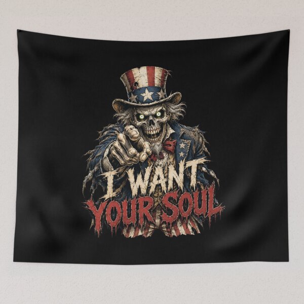 Item preview, Skeleton Uncle Sam Wants Your Soul Horror Patriotic Design designed and sold by Sonic Nova Studios.