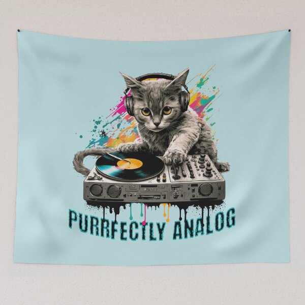 Item preview, Purrfectly Analog Cat Vinyl Record Lover Design designed and sold by Sachie's Studio.