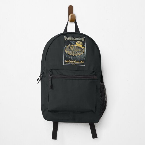Item preview, Mimas Moon Retro NASA Travel Poster Herschel Crater designed and sold by RetroRewind Studio.