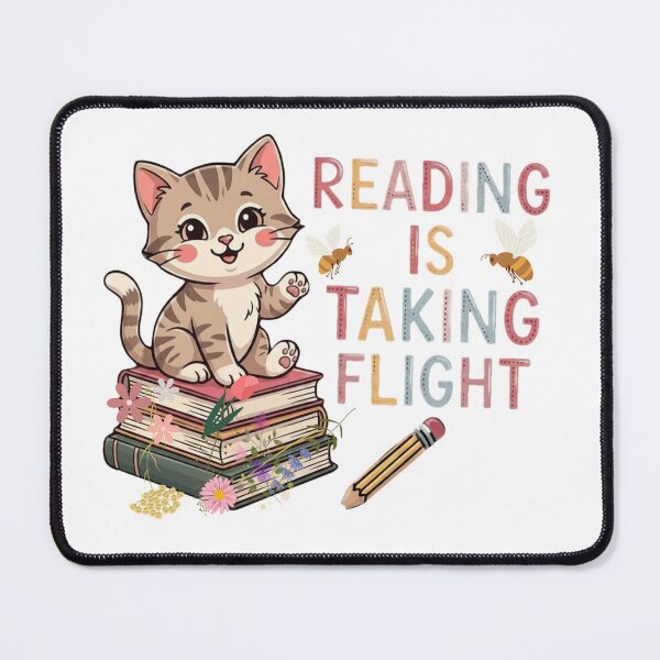 Item preview, Cute Kitten Reading is Taking Flight Bookish T-Shirt Design designed and sold by NinaCreator.