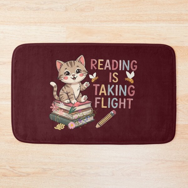 Item preview, Cute Kitten Reading is Taking Flight Bookish T-Shirt Design designed and sold by NinaCreator.