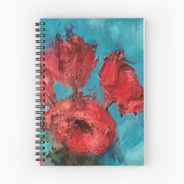 Item preview, Red Abstracted Flowers and Blue Background designed and sold by BuckaBaby.