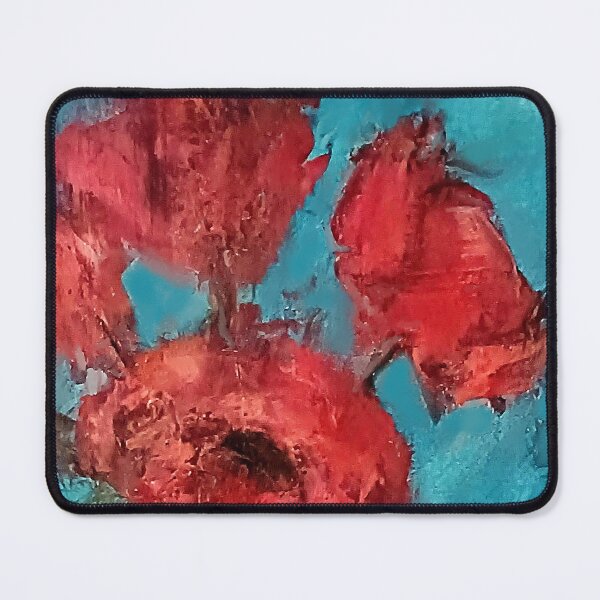 Item preview, Red Abstracted Flowers and Blue Background designed and sold by BuckaBaby.