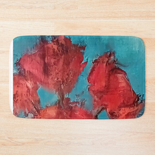 Item preview, Red Abstracted Flowers and Blue Background designed and sold by BuckaBaby.