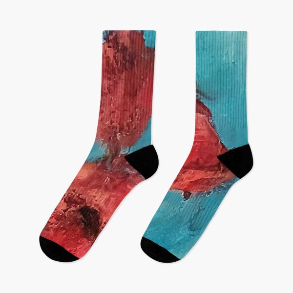 Item preview, Red Abstracted Flowers and Blue Background designed and sold by BuckaBaby.