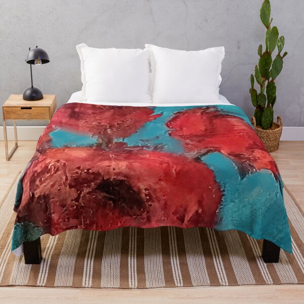 Item preview, Red Abstracted Flowers and Blue Background designed and sold by BuckaBaby.