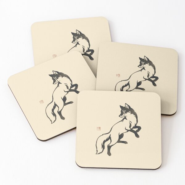 Item preview, Minimalist Japanese Ukiyo-e Dancing Kitsune Fox designed and sold by DuckOddity.