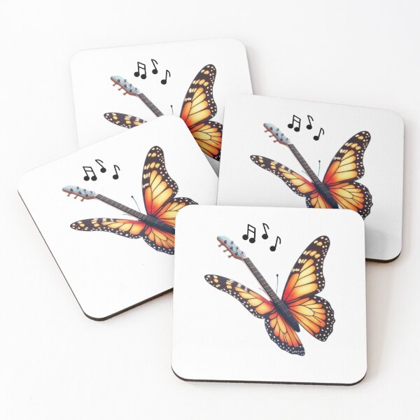 Item preview, Funny guitar lover guitarist gift song notes butterfly guitar  designed and sold by Artstastic.
