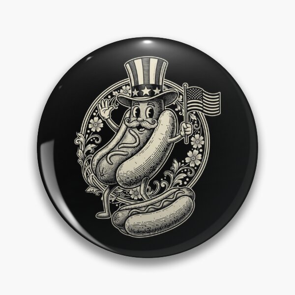 Item preview, Patriotic Hot Dog Character Vintage Engraving Art designed and sold by SiarheiYur.