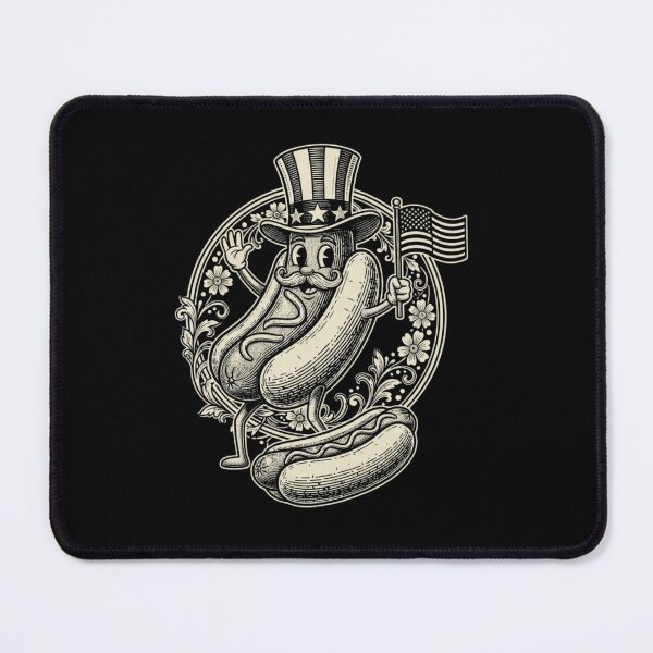 Item preview, Patriotic Hot Dog Character Vintage Engraving Art designed and sold by SiarheiYur.