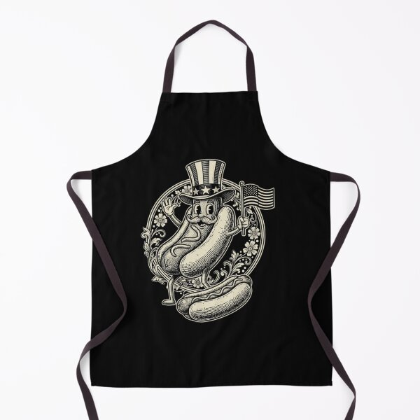 Item preview, Patriotic Hot Dog Character Vintage Engraving Art designed and sold by SiarheiYur.