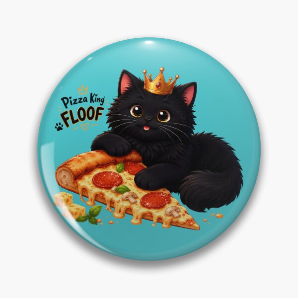 Item preview, Pizza King FLOOF – Cute Black Cat Pizza Lover designed and sold by lumar23.